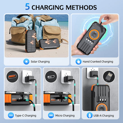 100,000mAh Solar Power Bank with Hand Crank