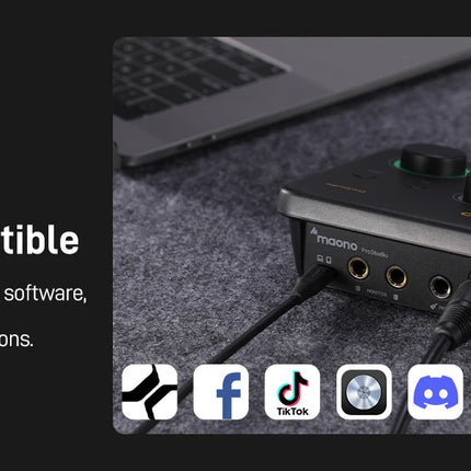 DIBELLAY MAONO PS22 Lite USB Audio Interface – XLR Input, 24-bit/192kHz, Loopback & ASIO for Music/Guitar/DAW