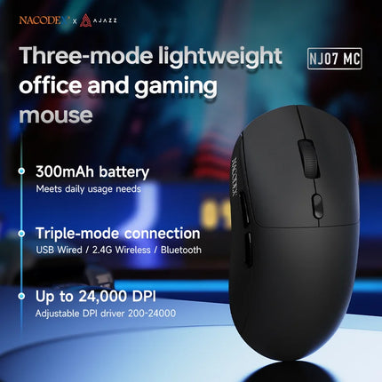 AJAZZ NJ07 Tri-Mode Gaming Mouse – 12800 DPI, Wireless & Wired