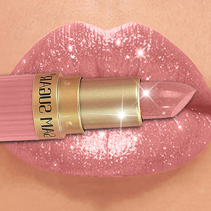 Pearlescent Pink Glitter Velvet Lipstick – Waterproof & Long Lasting