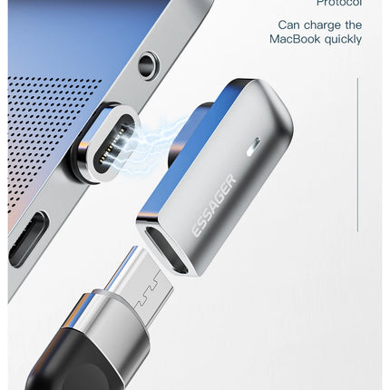 DIBELLAY Essager – Adaptateur Magnétique USB-C 100W PD, 20Gbps, 4K@60Hz