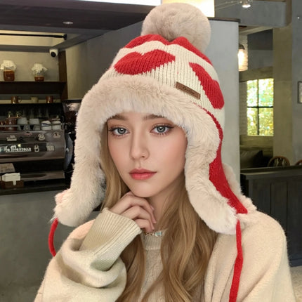 Women’s Heart Pom-Pom Beanie