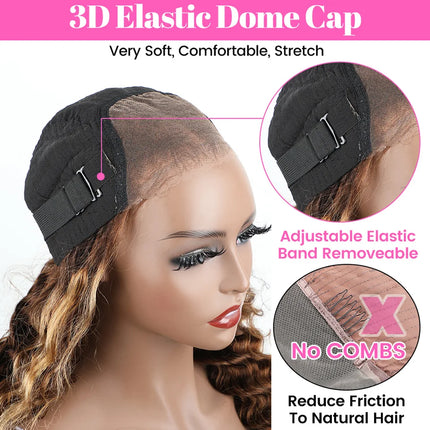 Glueless Ombre Deep Wave Wig – 6x4 HD Lace, Human Hair