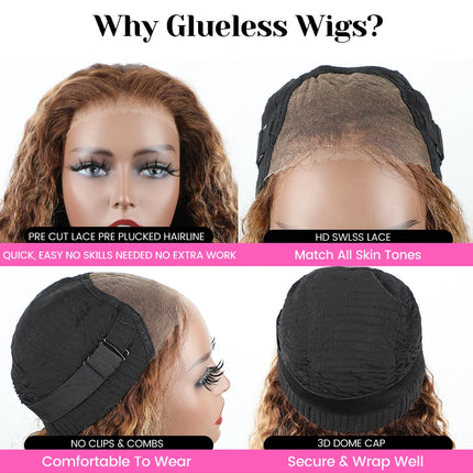 Glueless Ombre Deep Wave Wig – 6x4 HD Lace, Human Hair