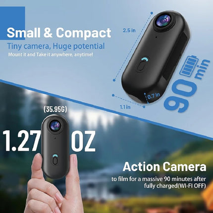 Dibellay 4K Magnetic Body Cam – Smart Wireless Action Camera