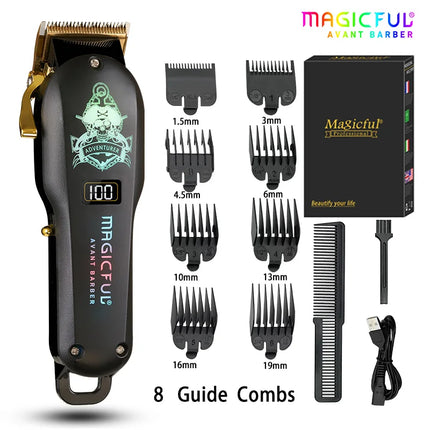 MAGICFUL New Professional Hair Clipper Rechargeable Electric Trimmer For Men