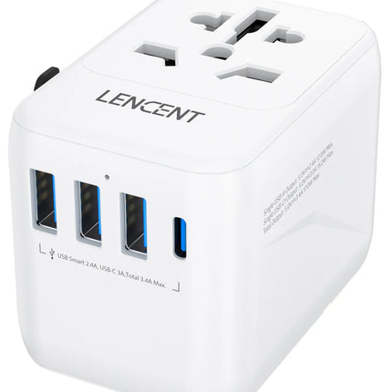LENCENT Universal Travel Adapter with USB-C PD Fast Charging