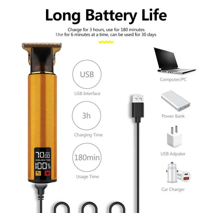 T9 Retro Barber Clipper – Large Display, Long Battery Life