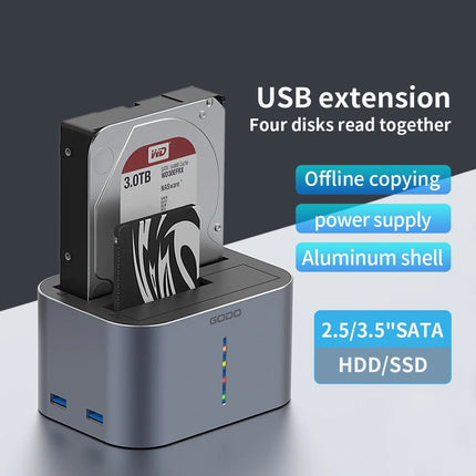 GODO USB 3.0 Dual Bay HDD Docking Station for SATA SSD & HDD