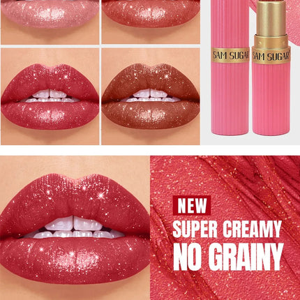 Pearlescent Pink Glitter Velvet Lipstick – Waterproof & Long Lasting