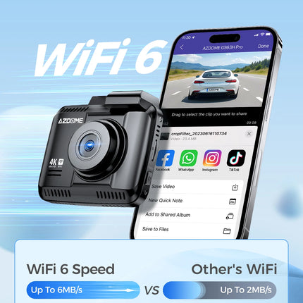 AZDOME Dash Cam GS63H Pro 4K+1080P 2.4" WiFi 6 GPS Car Camara