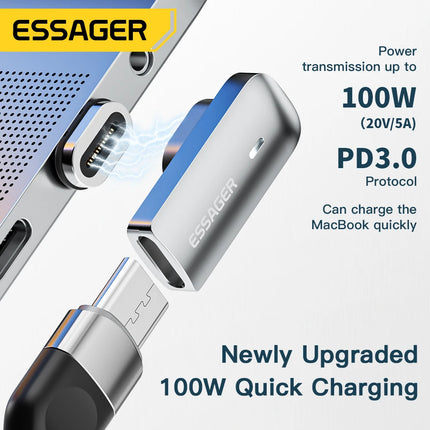 DIBELLAY Essager – Adaptateur Magnétique USB-C 100W PD, 20Gbps, 4K@60Hz