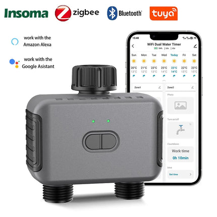 Zigbee/Bluetooth Smart Water Timer Dual Hose Irrigation Controller IPX5