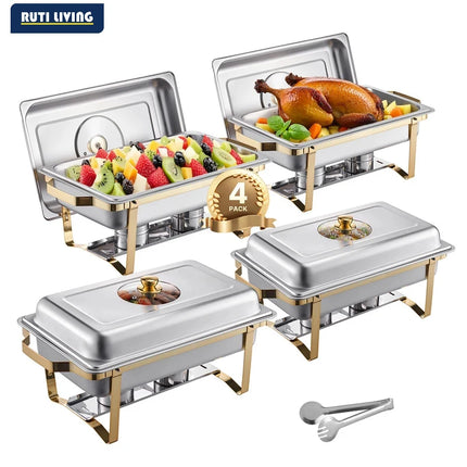 8 Qt Stainless Steel Chafing Dish Set 4 Pack