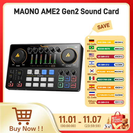 DIBELLAY MaonoCaster AME2 Gen2 Audio Mixer – Dual XLR Inputs, Podcast & Guitar Ready