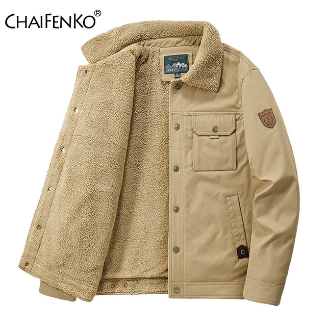 Chaqueta de invierno gruesa y cálida de polar para hombre