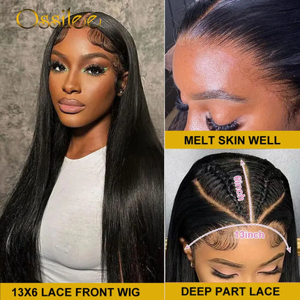 Lace Front 13x4/13x6 – Perruque transparente, preplucked