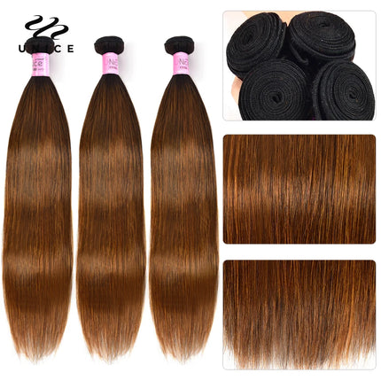 UNice 100% Human Hair Bundles – Brown Balayage Straight, 3PCS Sew-In Weave”