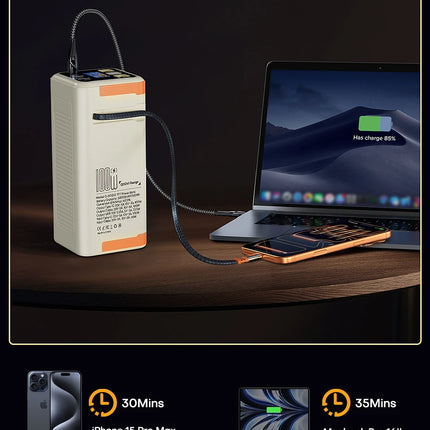 QOOVI 50000mAh Power Bank PD 100W Fast Charging Portable Large Battery Capacity Power Station For iPhone Laptop Samsung Xiaomi