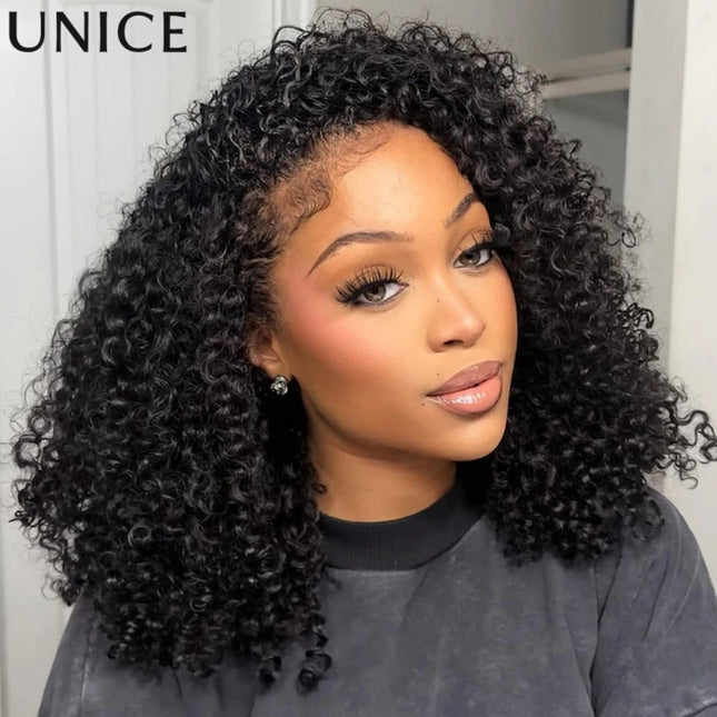 “UNice Drawstring Kinky Curly Half Wig – 4C Edges, Beginner Friendly”