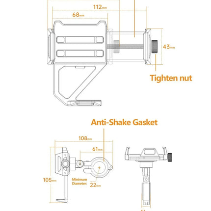 DIBELLAY – Support Téléphone Vélo/Moto 360° en Aluminium (4.5-7")