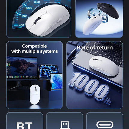 AJAZZ NJ07 Tri-Mode Gaming Mouse – 12800 DPI, Wireless & Wired