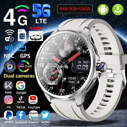 DIBELLAY 5G/4G Smartwatch – 1.95" AMOLED, 8GB+128GB, 900W Camera, GPS, WiFi, Android 9.0, 2100mAh