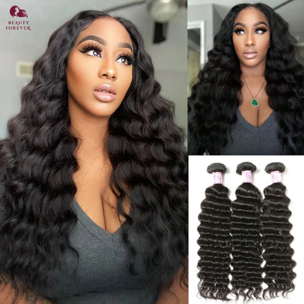 Brazilian Deep Curly Human Hair – 3 Bundles, Unprocessed 12A