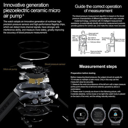 Watches Air Pump Airbag Accurate Measure Smart Watch Men Micro Physical Examination BloodPressure Sport SmartWatch