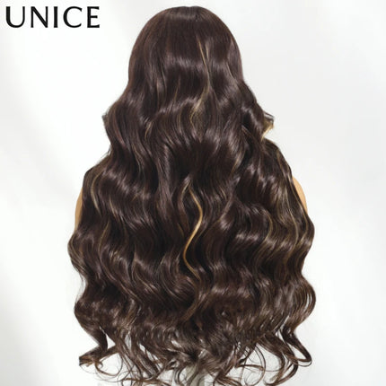 UNice Bye-Bye Knots 7x5 Lace Wig – Chocolate Brown with Highlights, Loose Wave”