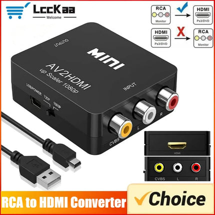 RCA to HDMI Converter – 1080P AV to HDMI Adapter with USB