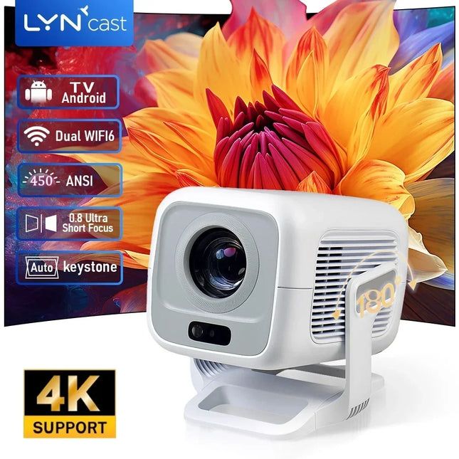 LynCast X3AQ Projector 1080P, 4K Decoding, Android 14, WiFi 6, Auto Focus
