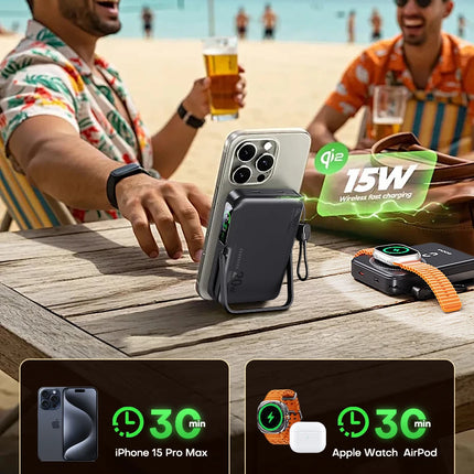 QOOVI Qi2 10000mAh Wireless Power Bank PD20W Fast Charging