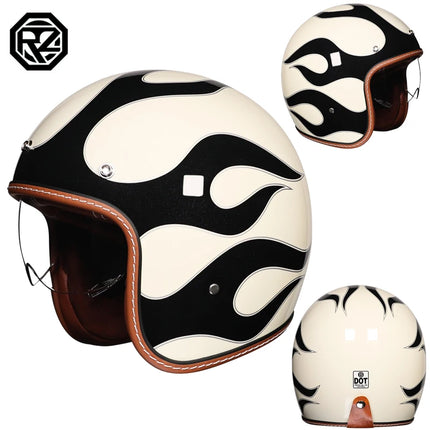 ORZ Retro 3/4 Motorcycle Helmet with Sun Visor, DOT Approved