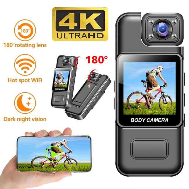 Mini Caméra Wi-Fi HD 4K – Vision Nocturne, Caméra Sport & Body Cam Portable