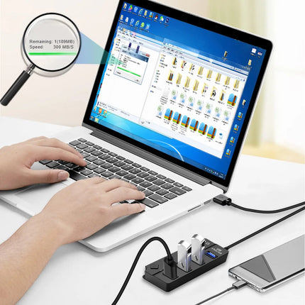 USB 3.0 Hub 7 Ports 5Gbps with Power Switch