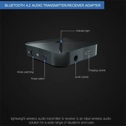 RUTI Bluetooth 5.4 Aux Adapter Audio Receiver Transmitter 3.5mm LED Display for Car/Home Stereo/Wired Headphones/Speaker/TV