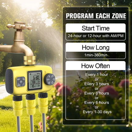 Insoma 3-Outlet Automatic Water Timer for Garden Irrigation