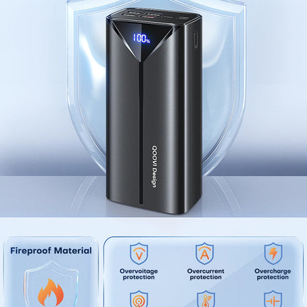 QOOVI 30000mah Power Bank 22.5W Fast Charging Built-in Cable External Large Battery Portable