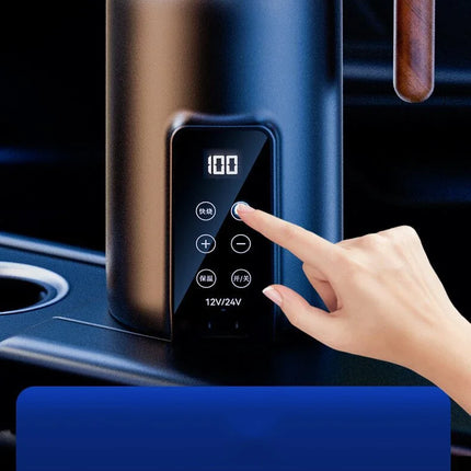 DIBELLAY – Chauffe-Tasse Électrique Voiture 12V/24V en Inox avec Affichage Digital