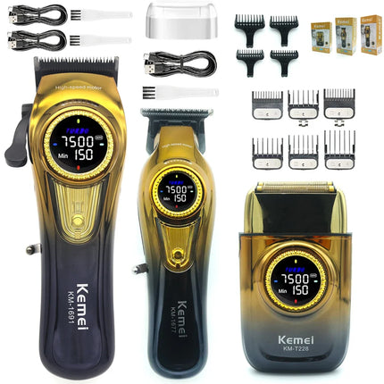 Kemei 1691 1677 T228 Kit Rechargeable Barber Hair Clippers Electric