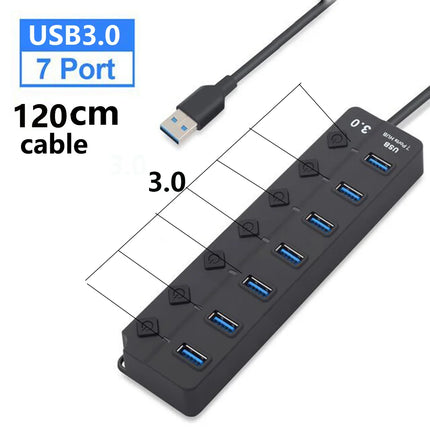 USB 3.0 Hub 7 Ports 5Gbps with Power Switch