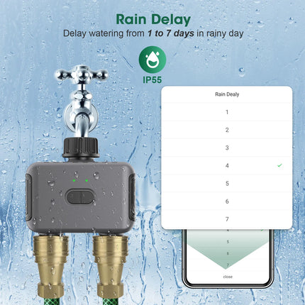 Zigbee/Bluetooth Smart Water Timer Dual Hose Irrigation Controller IPX5