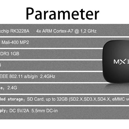 New Android Tv Box 1GB 8GB Mini Mx10 Smart Tvbox 2 4g Wifi RK3228 Quad Core Set Top Box 4K Smart TV BOX Dual Band WIFI