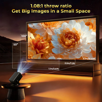 LynCast X7 AI Smart Projector 1080P, 8K Support, 1000 ANSI, Android 14, WiFi 6