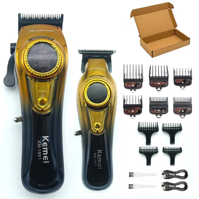 Kemei 1691 1677 T228 Kit Rechargeable Barber Hair Clippers Electric