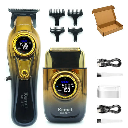 Kemei 1691 1677 T228 Kit Rechargeable Barber Hair Clippers Electric
