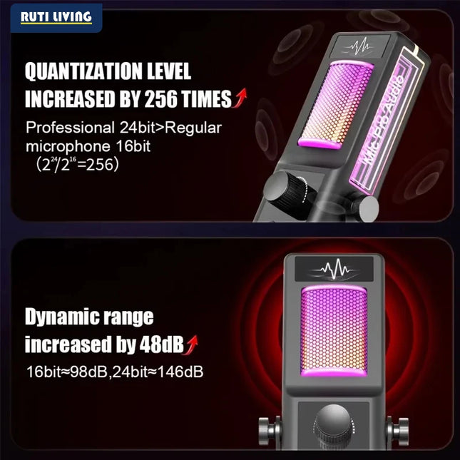 RGB Gaming Condenser Microphone with Noise Cancellation