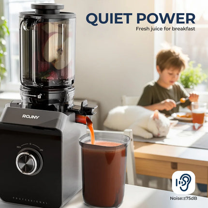 ROUNY Slow Juicer – Cold Press, Easy Cleaning & Large Feed Design