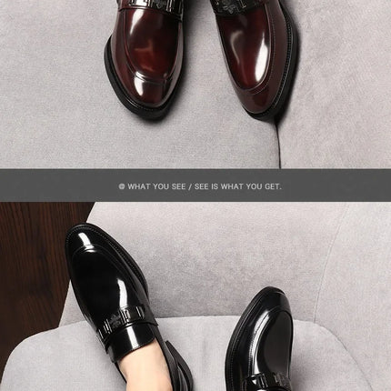 Dress Men's Shoes Premium Leather Glossy Casual Loafers